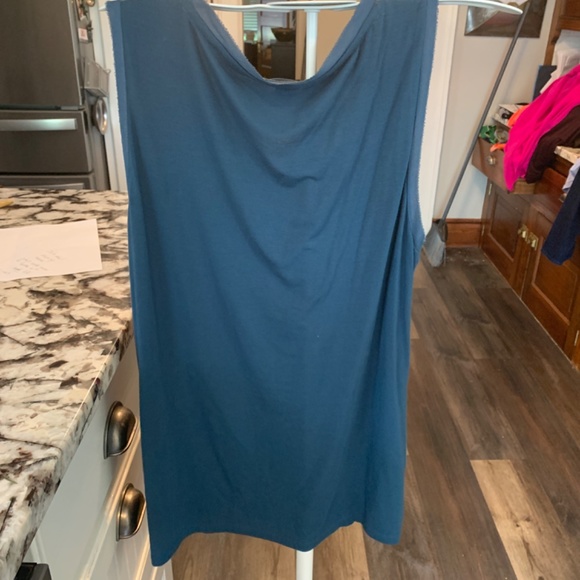 Ann Taylor dark teal  ruffle front tank. Worn once - Picture 3 of 6